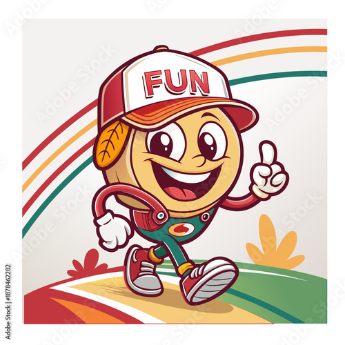 Cheerful Fun Mascot Character Walking with Thumbs Up
