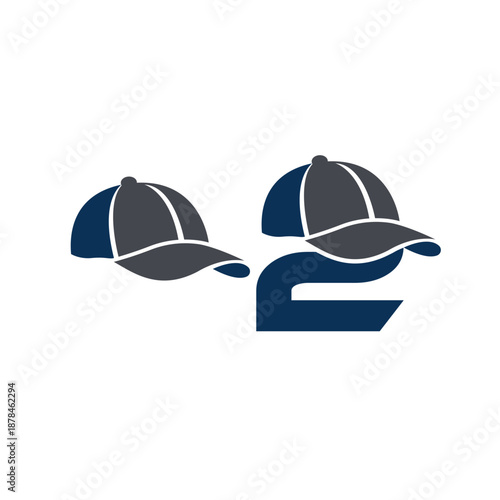 Modern Baseball Cap and Number Two Symbol