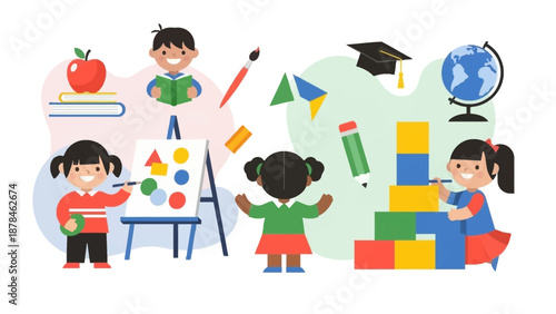 Children Engaged in Creative Learning and Education.