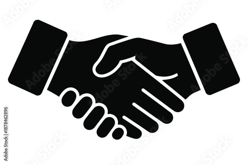 Business handshake vector icon, professional agreement and partnership symbol, trust cooperation concept for corporate branding and UI design.