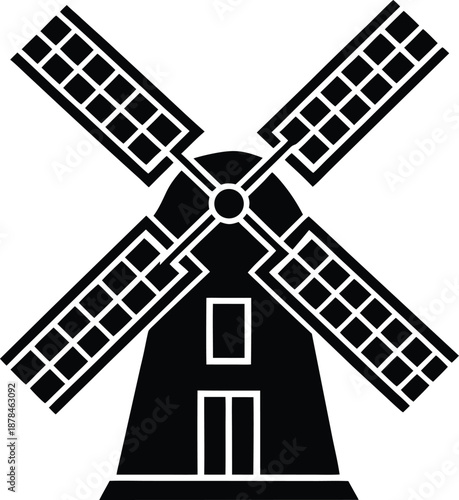 clean black vector silhouette windmill icon