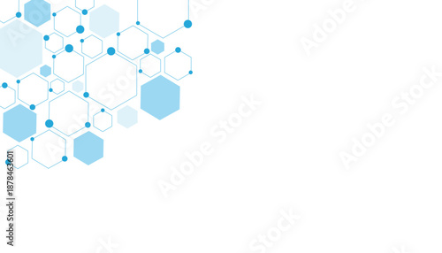 Science network pattern blue Hexagonal abstract background. Big Data Visualization structure elements . Health care and science medical pattern innovation. Template design with concept Dots and lines.