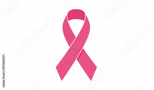 Pink awareness ribbon vector icon. Breast cancer symbol