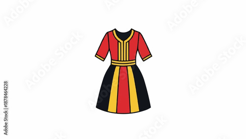 Colorful Traditional Folk Dance Costume Dress.