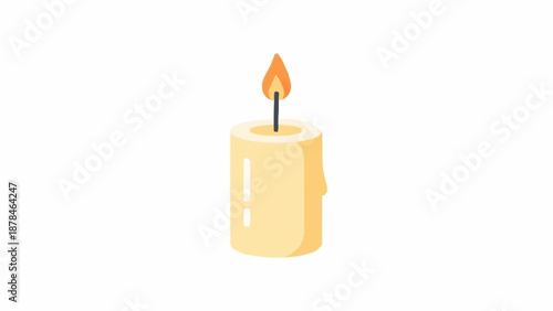 A single burning white candle.