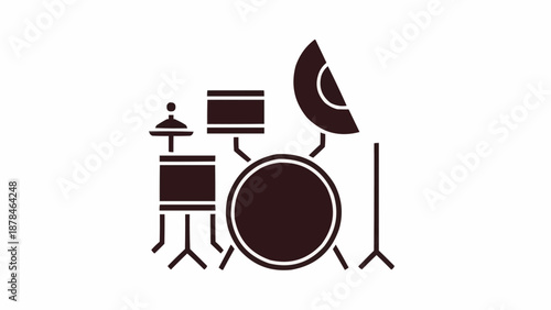 Minimalist Drum Kit Silhouette Graphic Design Element.