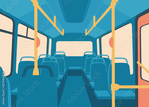 Modern Geometric Empty Seats In Bus Illustrator Artwork Creative Design Template 