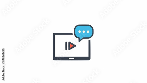 Video Player with Speech Bubble Icon Representing Comments or Chat.