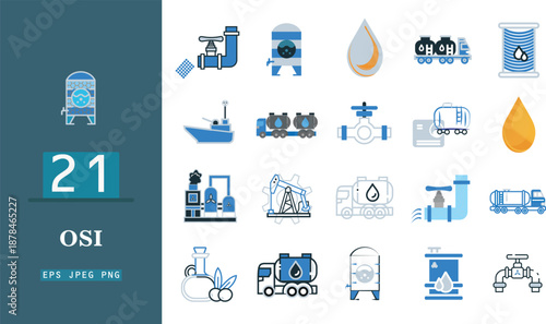 Oil and gas industry icons set for commercial use