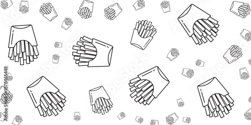 Delicious French Fries - A Vector Pattern Illustration of Popular Fast Food