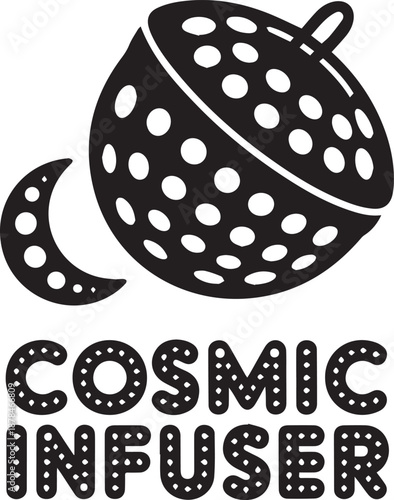 Cosmic infuser logo for unique tea infusers, space-themed merchandise, and novelty kitchenware