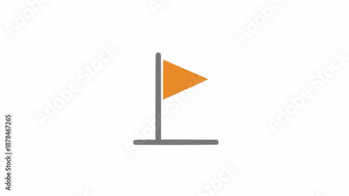 Small orange flag on gray pole.