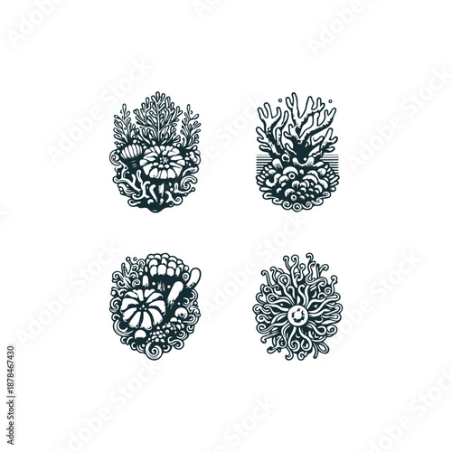 Seaweed logo design underwater plant illustration