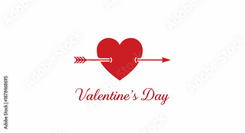 A classic red heart pierced by an arrow with "Valentine's Day" text, symbolizing love and romance for the special holiday.
