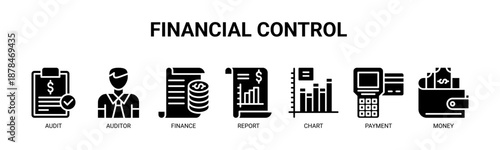 Financial Control web banner icon vector illustration concept for business with icon of audit, auditor, finance, report, chart, payment, and money.