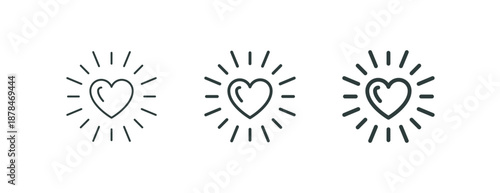Hearts love care and emotional support donation or healthcare outline icon. Minimalist line sign three symbols hearts. Vector isolated pictogram perfect for web and app or infographic editable stroke.