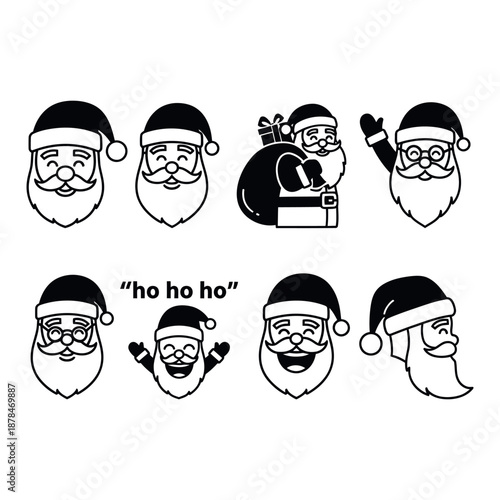 Santa Claus Icon Set – Christmas Character and Holiday Symbols