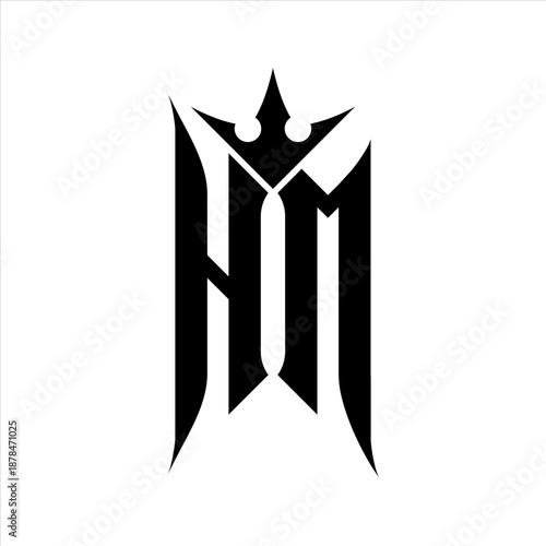 HM Elegant black logo with crown in white background