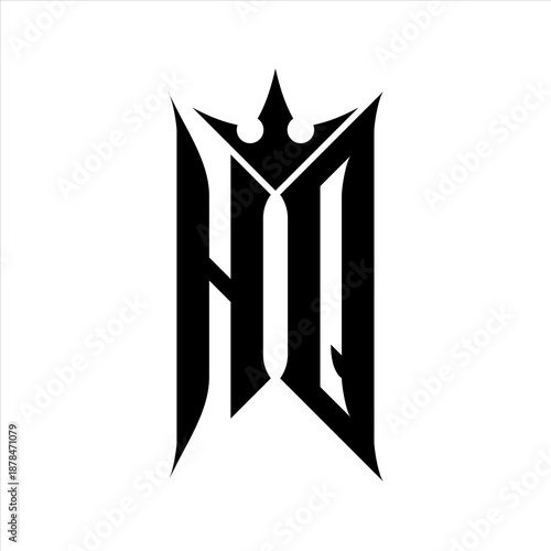 HQ Elegant black logo with crown in white background