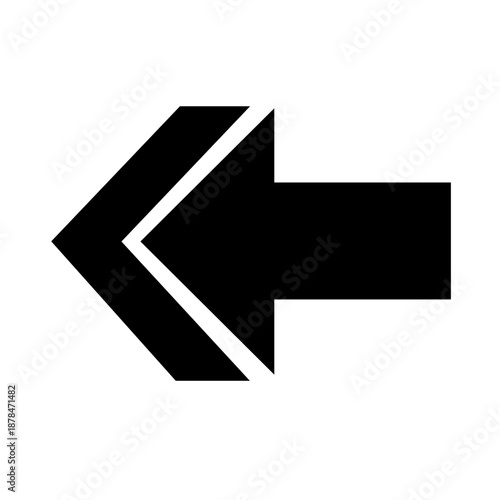 Sleek black left arrow icon with a double-line tail, ideal for digital navigation, signifying previous, back, or return functionality in user interfaces