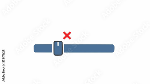 Blue seat belt with red mark.