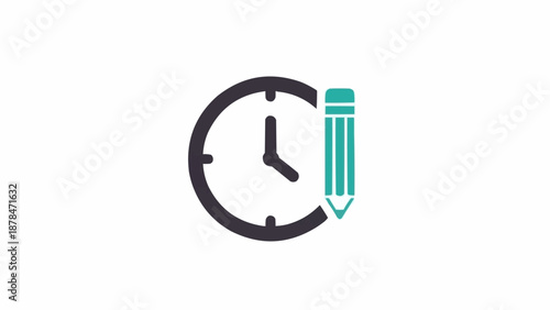 Clock and Pencil Icon Combination.