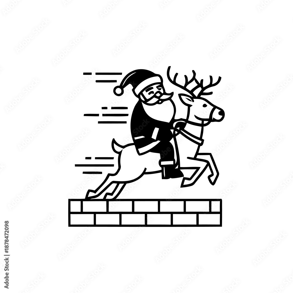 Fototapeta premium Simple Santa Claus Icon – Christmas Character Symbol in Minimal Style