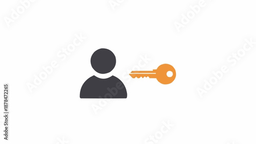 Person Icon with Access Key Symbol.