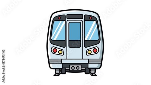 Front View of an Urban Subway Train Illustration for Public Commuting and Travel