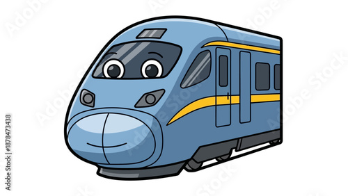 Smiling cartoon express train graphic with friendly face for children's transport theme