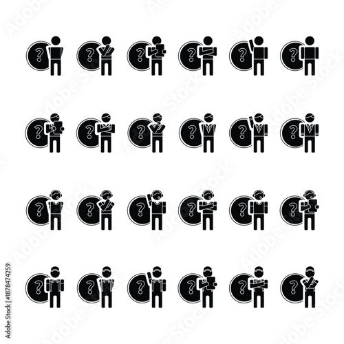 Customer Service Icon Set Solid Online Support Call Center Agent and Help Desk Vector