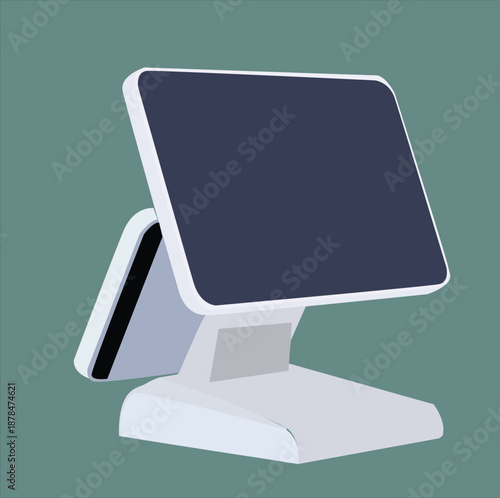 cash register computer. Screen cash point icon outline vector. Register machine.
