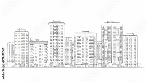 Modern City Skyline Buildings Illustration.