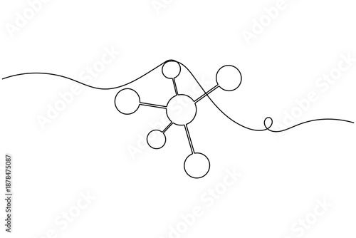 Business connection networking nodes icon continuous one line drawing on white background minimalist data finance corporate structure symbol outline vector illustration