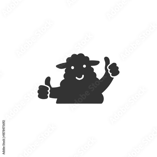 Illustration of a logo of a sheep raising its hand