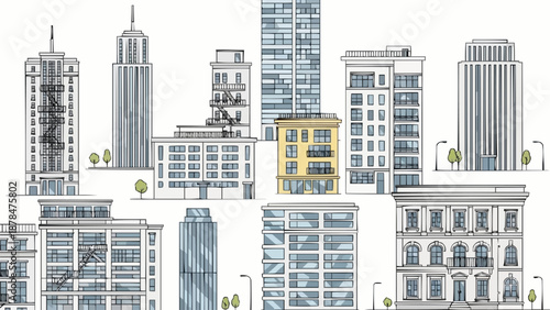 Collection of Diverse City Buildings and Architecture Styles.