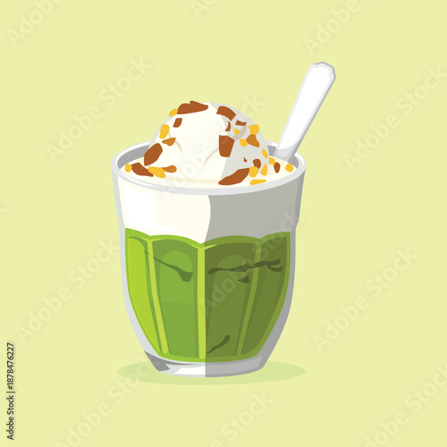 A creamy avocado drink illustration topped with whipped cream, perfect for dessert beverages, cafe menus, and modern food visuals.