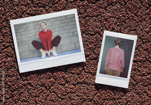 Mockup of wide and mini polaroids