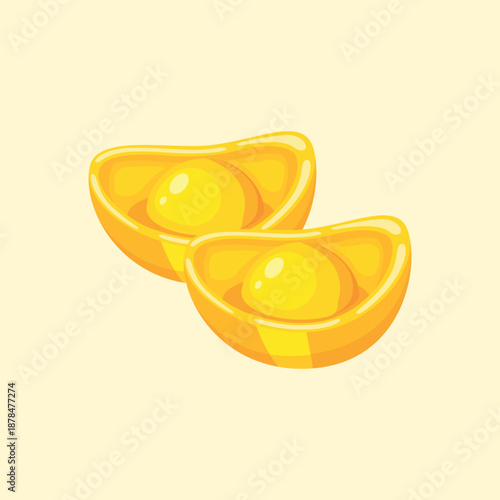 A golden ingot illustration symbolizing wealth, prosperity, and good fortune commonly used in Chinese cultural celebrations.