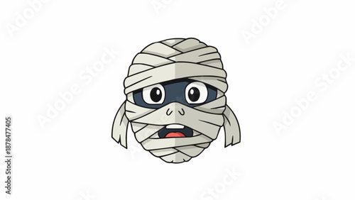 Mummy Cartoon Character with Surprised Expression.