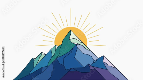 Majestic Mountain Peaks Bathed in the Warm Glow of a Rising Sun, Symbolizing New Beginnings and Hope