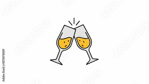 Clinking Champagne Glasses in Celebration Toast.