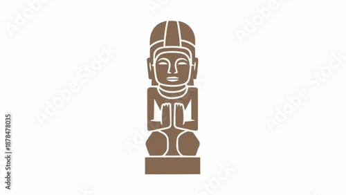 Ancient Tribal Totem Statue Wooden Carving.