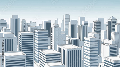 Modern Cityscape Skyline Illustration with Tall Buildings.
