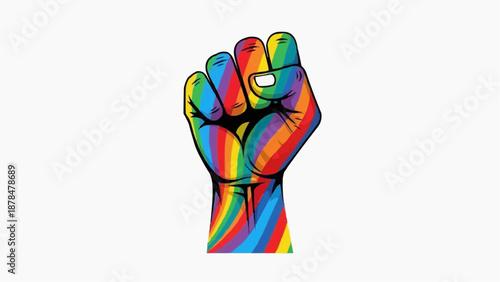 Pride Fist Silhouette Rainbow Colors for LGBTQ+ Rights and Equality Support