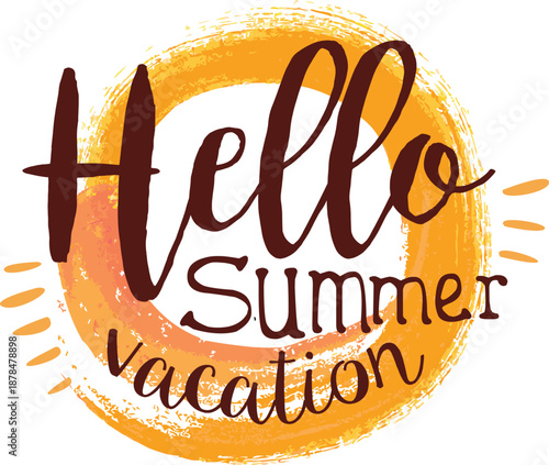 Hello Summer Vacation Illustration with Bright Sun Design