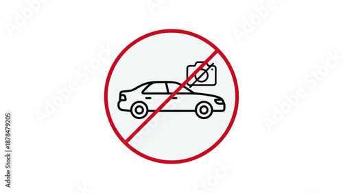 no taking pictures of the car icon with car and camera in the cancel sign