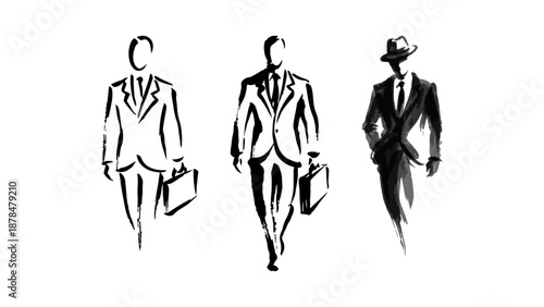 three cool businessman shapes in different styles 