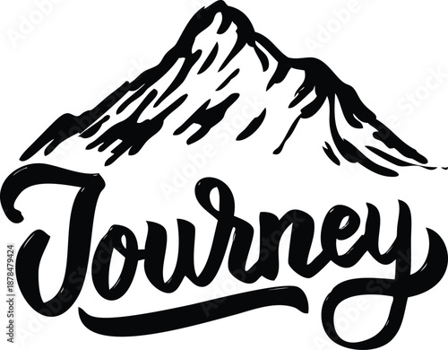 Mountain journey inspirational word with peak  symbol of adventure and travel