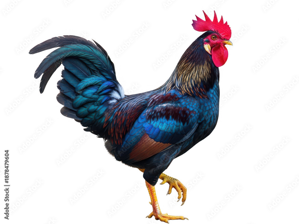 Fototapeta premium Vibrant rooster isolated on transparent background